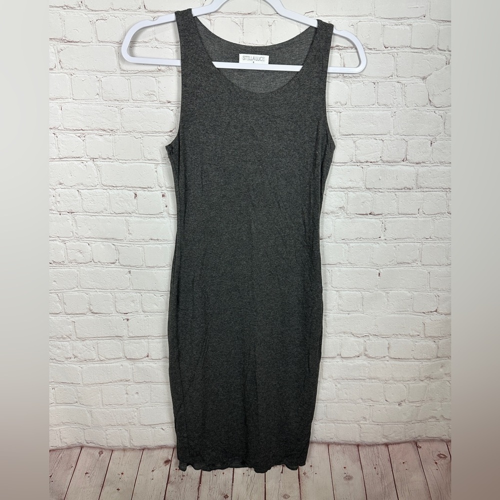 STELLA LUCE Viscose STRETCH JERSEY BODYCON fitted sleeveless dress, sz M, GUC